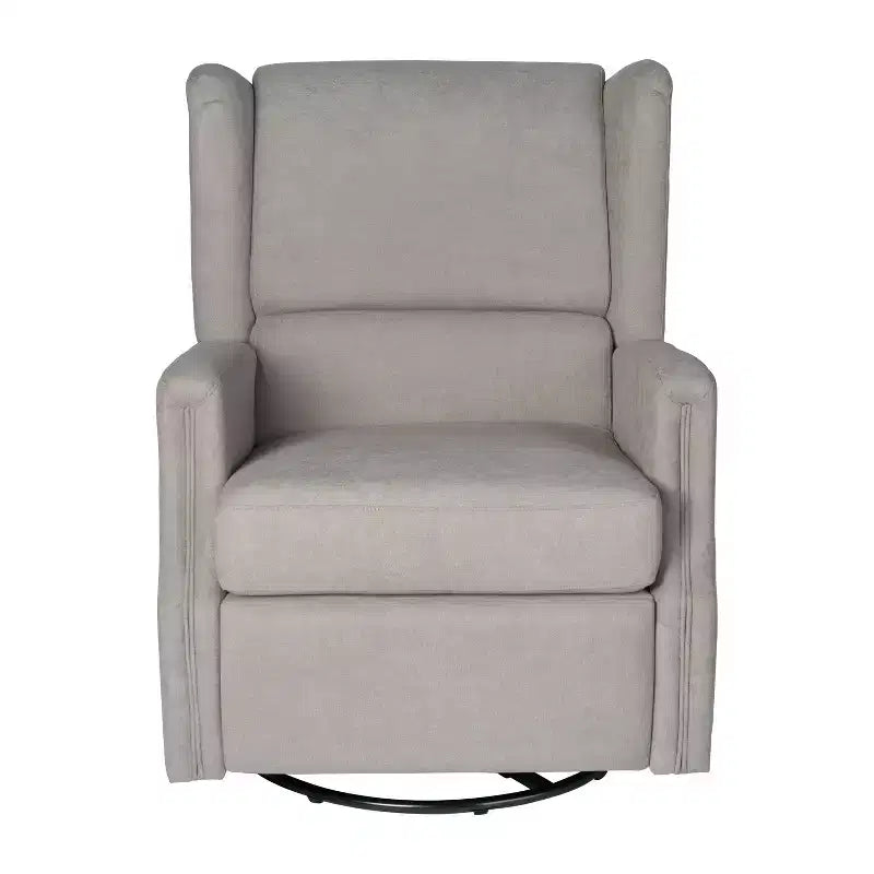 Emma and Oliver Manual Glider Rocker Recliner Chair with 360 Degree Swivel, Wingback Recliner Perfect for Living Room, Bedroom, or Nursery