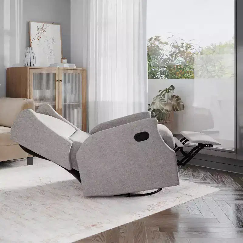 Emma and Oliver Manual Glider Rocker Recliner Chair with 360 Degree Swivel, Wingback Recliner Perfect for Living Room, Bedroom, or Nursery
