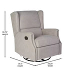 Emma and Oliver Manual Glider Rocker Recliner Chair with 360 Degree Swivel, Wingback Recliner Perfect for Living Room, Bedroom, or Nursery