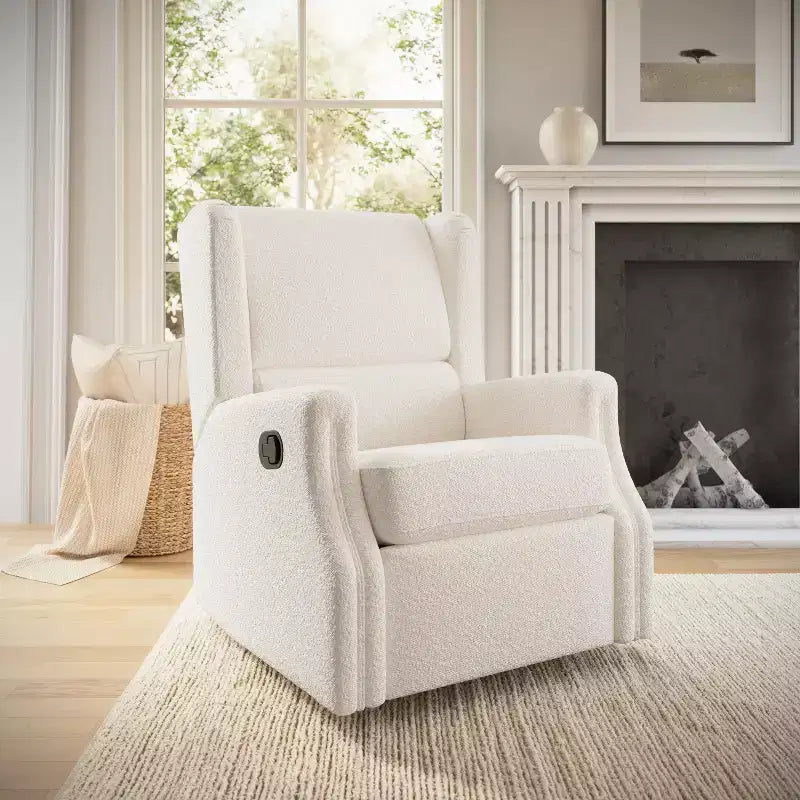 Emma and Oliver Manual Glider Rocker Recliner Chair with 360 Degree Swivel, Wingback Recliner Perfect for Living Room, Bedroom, or Nursery