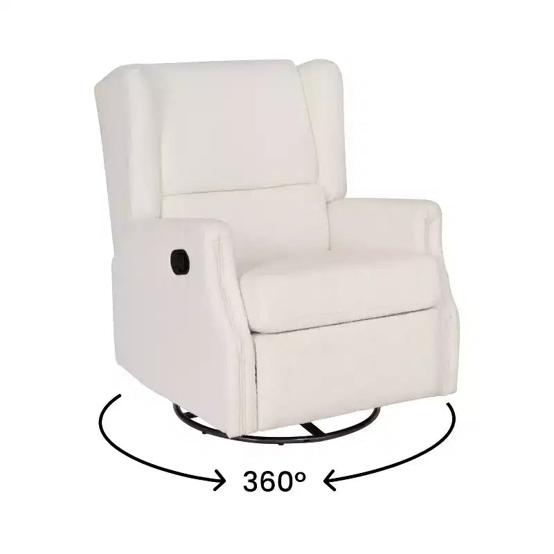 Emma and Oliver Manual Glider Rocker Recliner Chair with 360 Degree Swivel, Wingback Recliner Perfect for Living Room, Bedroom, or Nursery