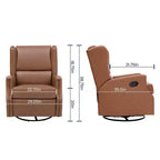 Emma and Oliver Manual Glider Rocker Recliner Chair with 360 Degree Swivel, Wingback Recliner Perfect for Living Room, Bedroom, or Nursery
