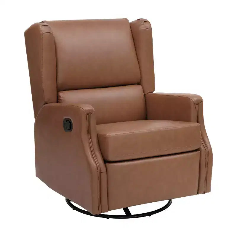 Emma and Oliver Manual Glider Rocker Recliner Chair with 360 Degree Swivel, Wingback Recliner Perfect for Living Room, Bedroom, or Nursery