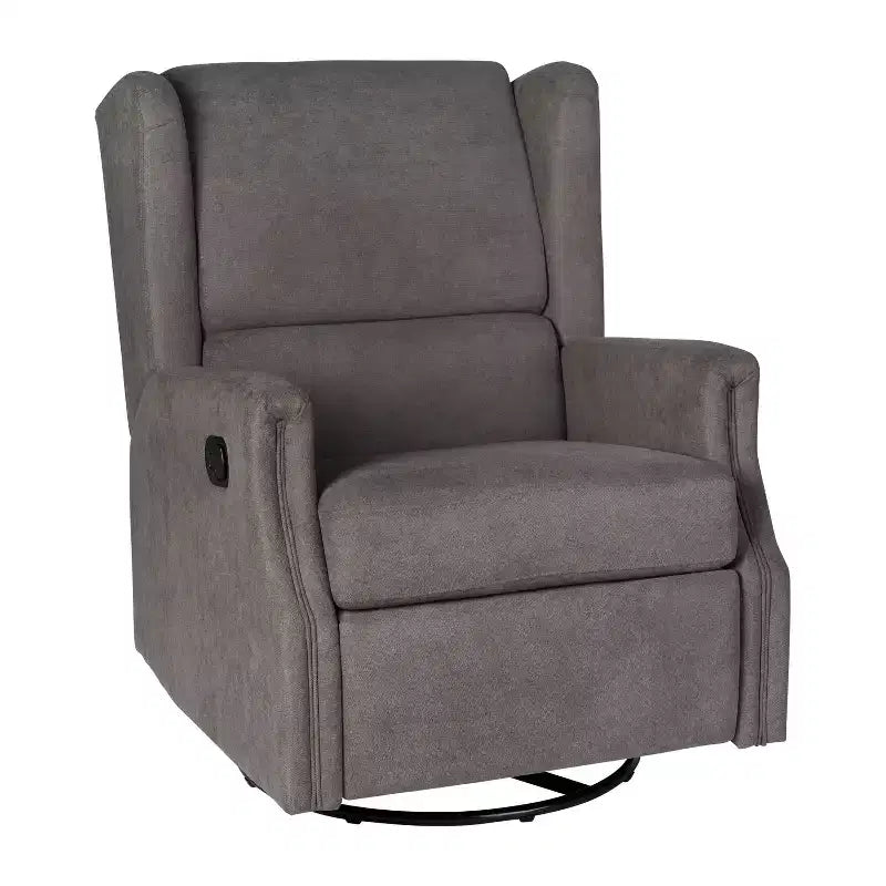 Emma and Oliver Manual Glider Rocker Recliner Chair with 360 Degree Swivel, Wingback Recliner Perfect for Living Room, Bedroom, or Nursery
