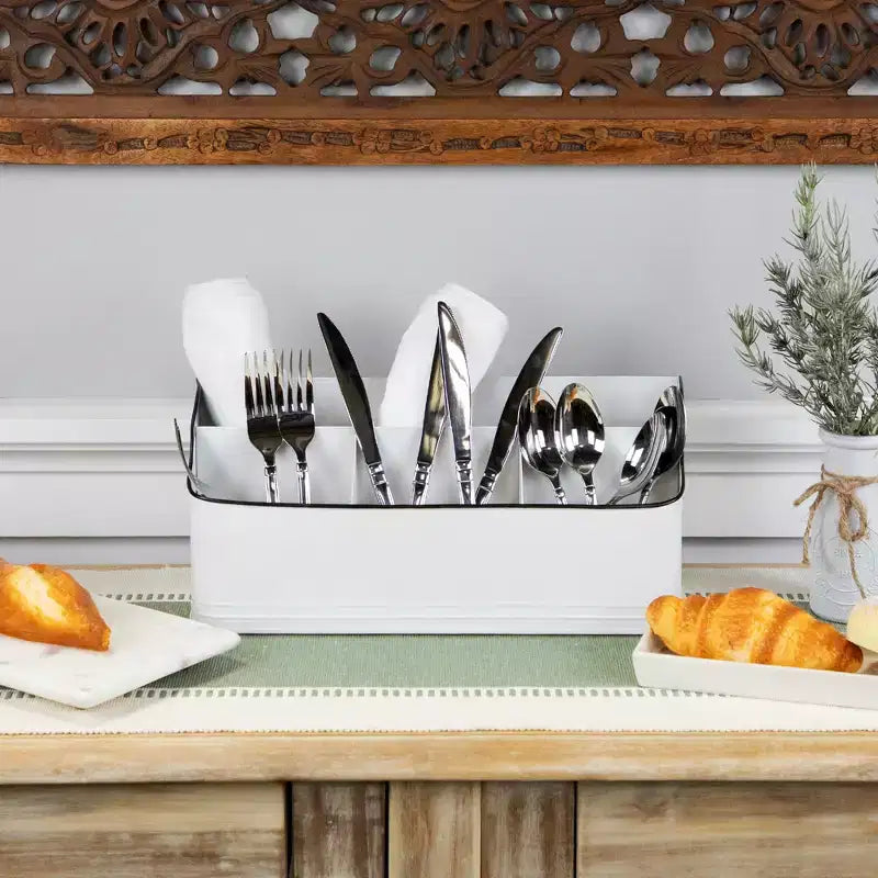 Northlight 14.25 White Rectangular Kitchen Utensil Storage Holder