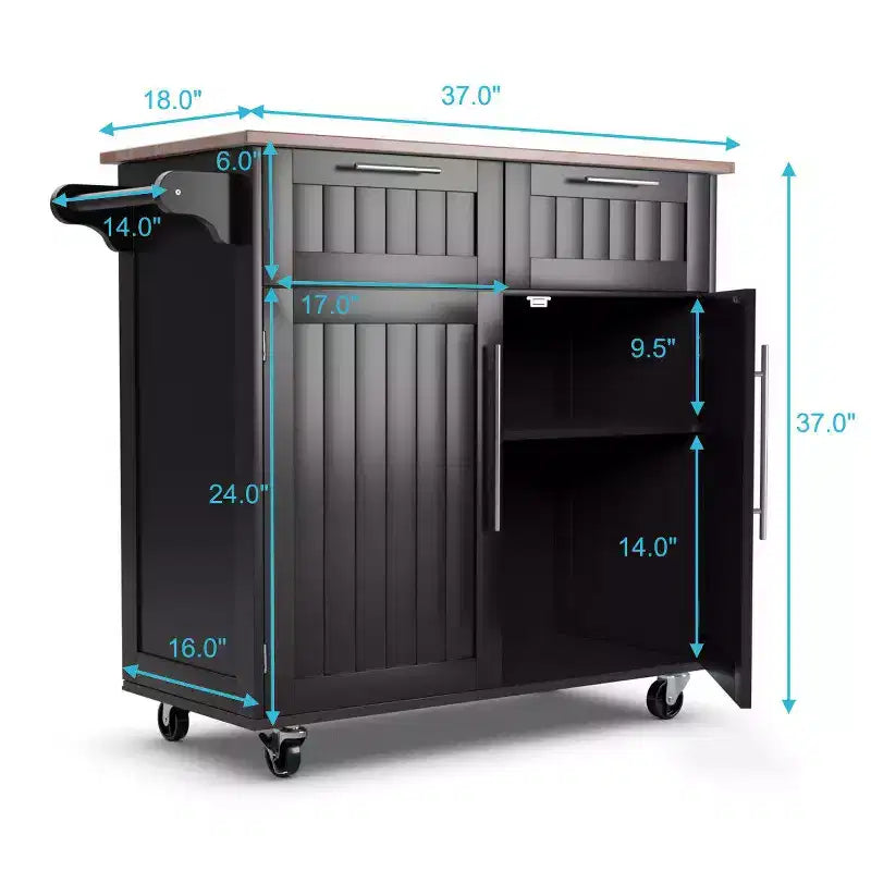 Costway Carrello da Cucina su Ruote, Isola, Carrello Portautensili con Armadietto per Carichi Pesanti