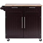 Costway Carrello da Cucina su Ruote, Isola, Carrello Portautensili con Armadietto per Carichi Pesanti