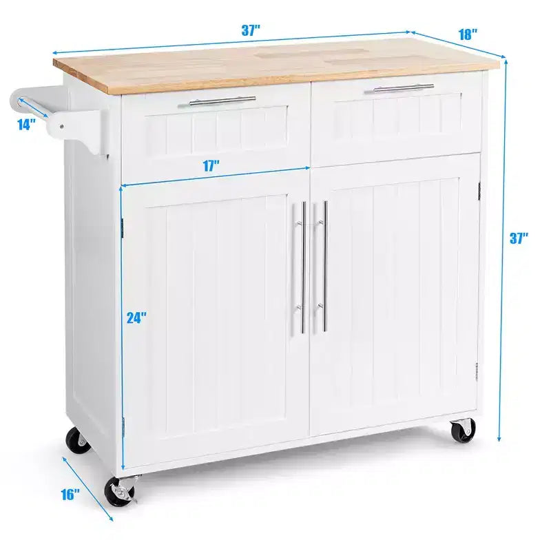 Costway Carrello da Cucina su Ruote, Isola, Carrello Portautensili con Armadietto per Carichi Pesanti
