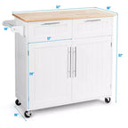 Costway Carrello da Cucina su Ruote, Isola, Carrello Portautensili con Armadietto per Carichi Pesanti