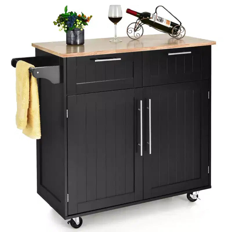 Costway Rolling Kitchen Cart Island Heavy Duty Storage Trolley Cabinet Utility