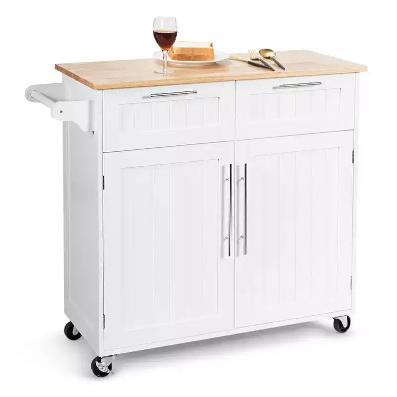 Costway Rolling Kitchen Cart Island Heavy Duty Storage Trolley Cabinet Utility