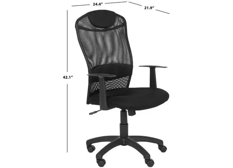 Shane Swivel Desk Chair - Height Adjustable - FOX8504 - Black - Safavieh