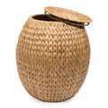 happimess Colt 17 Coastal Bohemian Handwoven Hyacinth Storage Stool with Lid, Natural