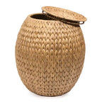 happimess Colt 17 Coastal Bohemian Handwoven Hyacinth Storage Stool with Lid, Natural