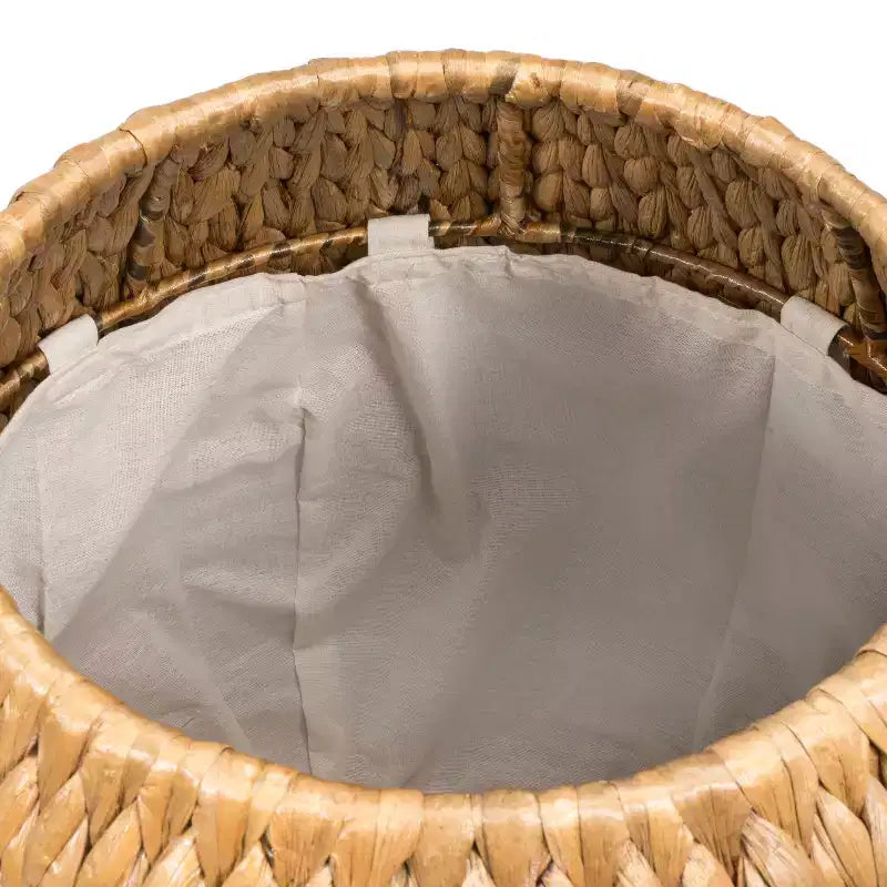 happimess Colt 17 Coastal Bohemian Handwoven Hyacinth Storage Stool with Lid, Natural