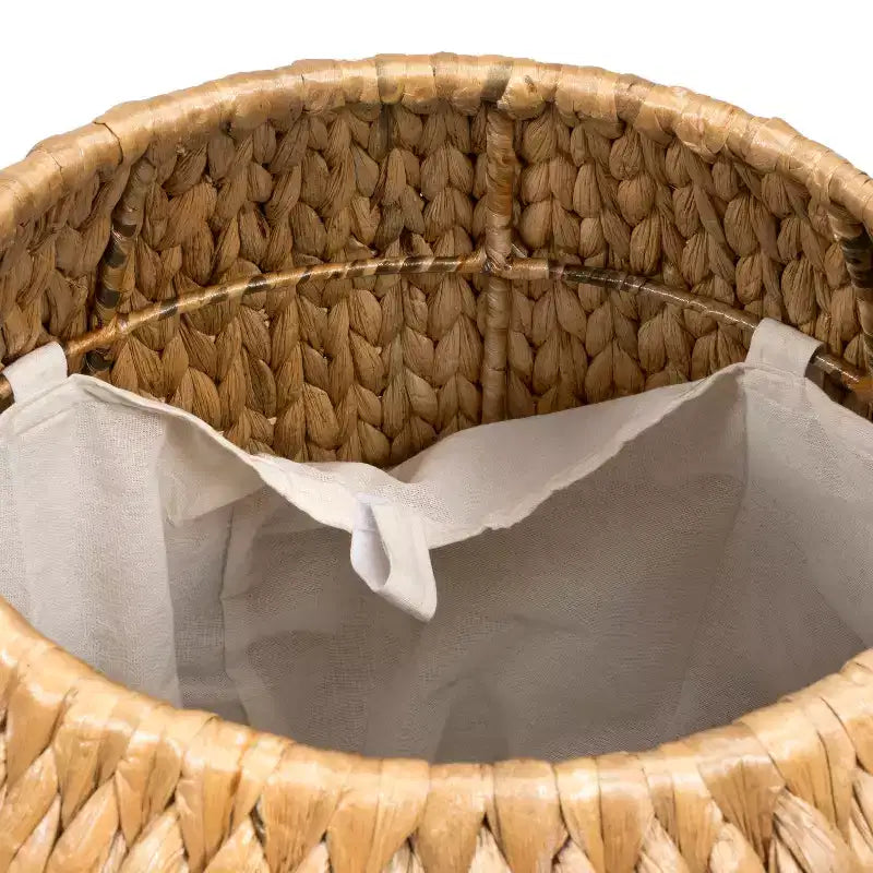 happimess Colt 17 Coastal Bohemian Handwoven Hyacinth Storage Stool with Lid, Natural