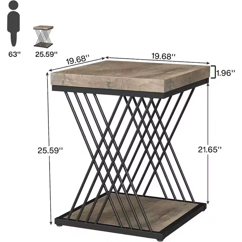 Lantine 2-Tier End Table, Square Side Table