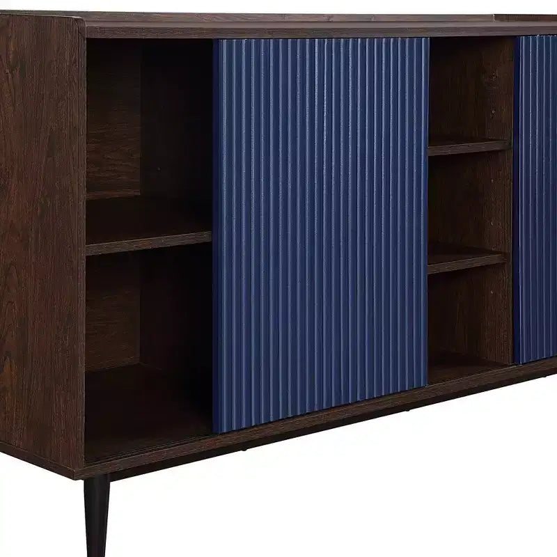 Duane 59.05 Modern 7 Shelf Ribbed Sideboard - Manhattan Comfort