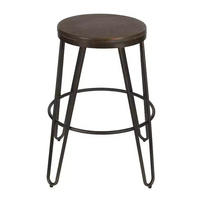 Kate and Laurel Tully Wood and Metal Bar Stools, 4 Pack