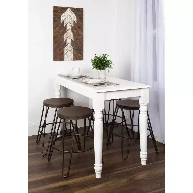 Kate and Laurel Tully Wood and Metal Bar Stools, 4 Pack