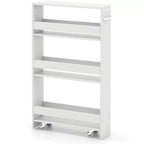 Costway 4-Tier Slim Storage Cart with Open Shelves Rolling Kitchen Cart on Wheels Narrow Black/Grey/White