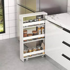 Costway 4-Tier Slim Storage Cart with Open Shelves Rolling Kitchen Cart on Wheels Narrow Black/Grey/White