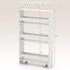 Costway 4-Tier Slim Storage Cart with Open Shelves Rolling Kitchen Cart on Wheels Narrow Black/Grey/White