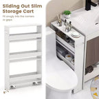 Costway 4-Tier Slim Storage Cart with Open Shelves Rolling Kitchen Cart on Wheels Narrow Black/Grey/White