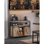 VASAGLE Buffet Cabinet, Storage Cabinet, Sideboard with 2 Sliding Barn Doors, Adjustable Shelves