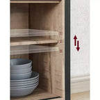 VASAGLE Buffet Cabinet, Storage Cabinet, Sideboard with 2 Sliding Barn Doors, Adjustable Shelves
