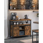 VASAGLE Buffet Cabinet, Storage Cabinet, Sideboard with 2 Sliding Barn Doors, Adjustable Shelves
