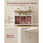 VASAGLE Buffet Cabinet, Storage Cabinet, Sideboard with 2 Sliding Barn Doors, Adjustable Shelves