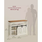 VASAGLE Buffet Cabinet, Storage Cabinet, Sideboard with 2 Sliding Barn Doors, Adjustable Shelves