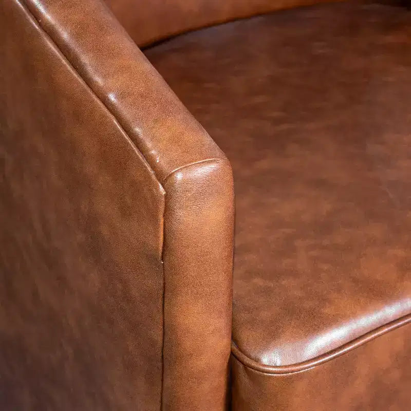 Emma and Oliver Club Style Barrel Accent Chair with 360 Degree Swivel Base and Sloped Armrests