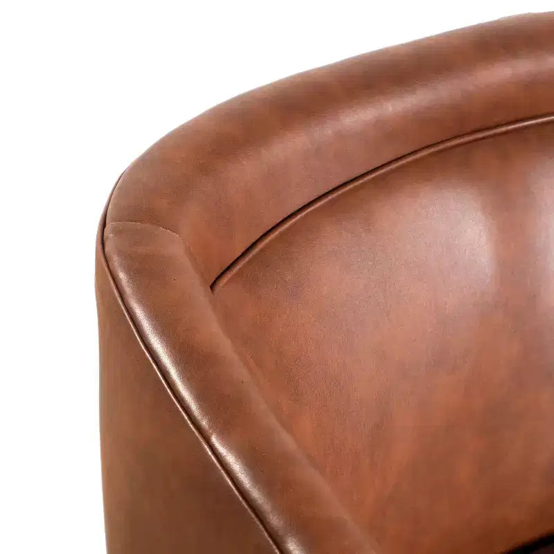 Emma and Oliver Club Style Barrel Accent Chair with 360 Degree Swivel Base and Sloped Armrests