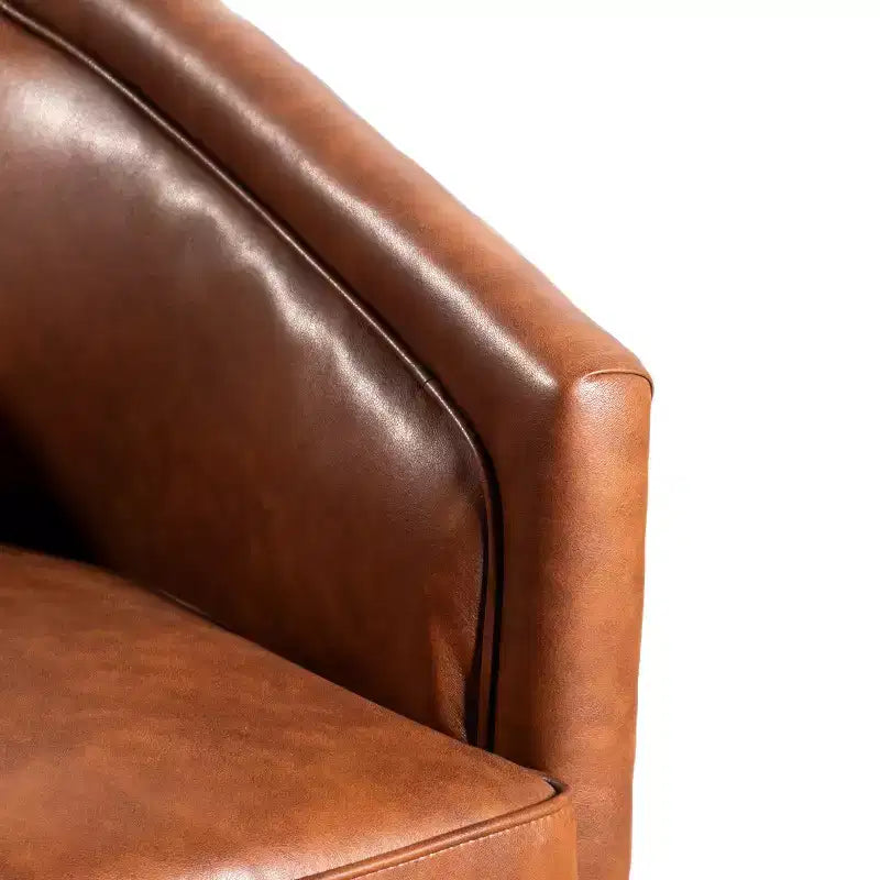 Emma and Oliver Club Style Barrel Accent Chair with 360 Degree Swivel Base and Sloped Armrests