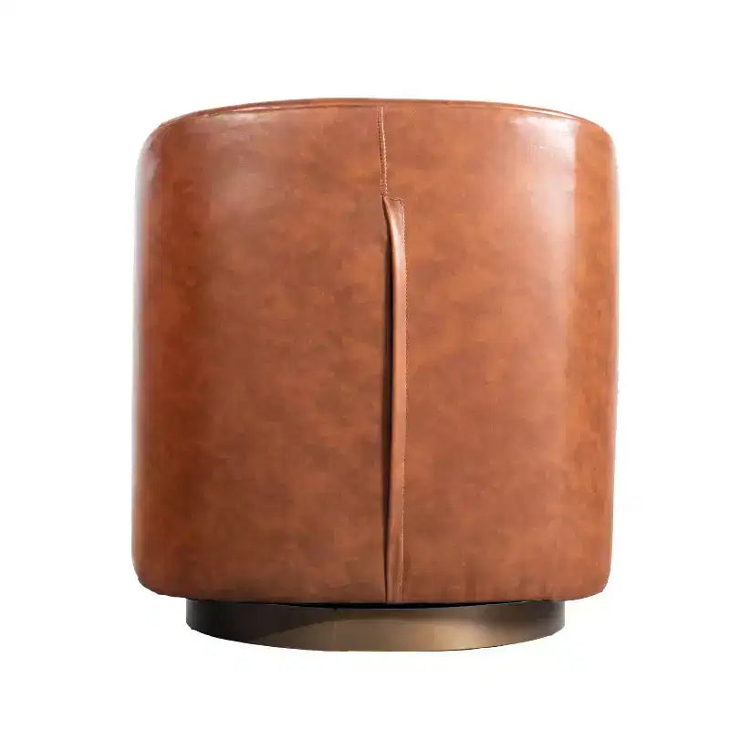 Emma and Oliver Club Style Barrel Accent Chair with 360 Degree Swivel Base and Sloped Armrests