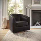 Emma and Oliver Club Style Barrel Accent Chair with 360 Degree Swivel Base and Sloped Armrests