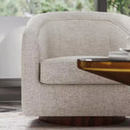 Emma and Oliver Club Style Barrel Accent Chair with 360 Degree Swivel Base and Sloped Armrests