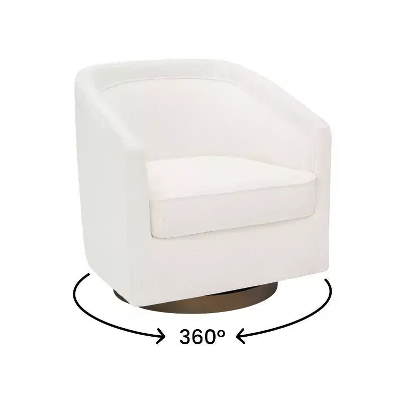 Emma and Oliver Club Style Barrel Accent Chair with 360 Degree Swivel Base and Sloped Armrests