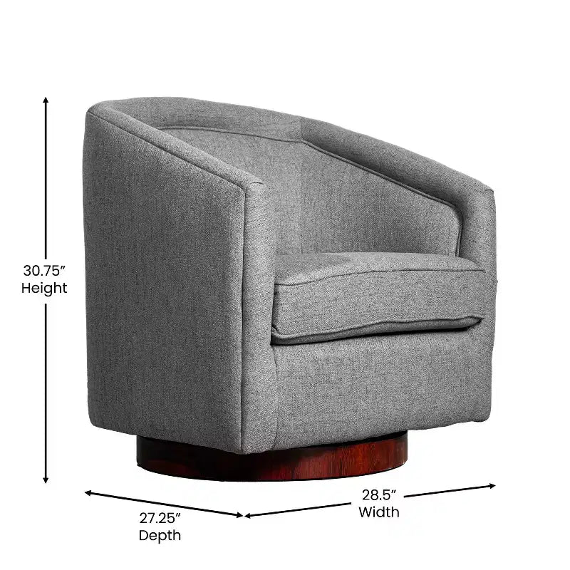 Emma and Oliver Club Style Barrel Accent Chair with 360 Degree Swivel Base and Sloped Armrests