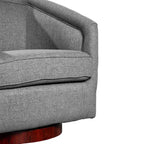 Emma and Oliver Club Style Barrel Accent Chair with 360 Degree Swivel Base and Sloped Armrests