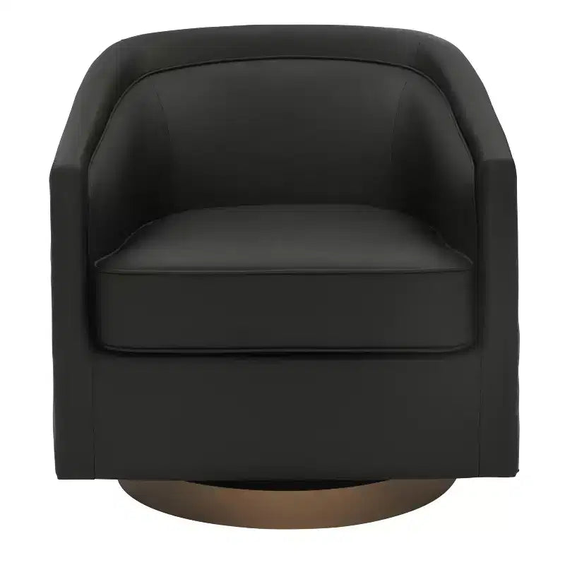 Emma and Oliver Club Style Barrel Accent Chair with 360 Degree Swivel Base and Sloped Armrests