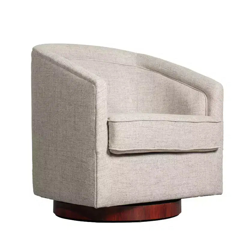 Emma and Oliver Club Style Barrel Accent Chair with 360 Degree Swivel Base and Sloped Armrests