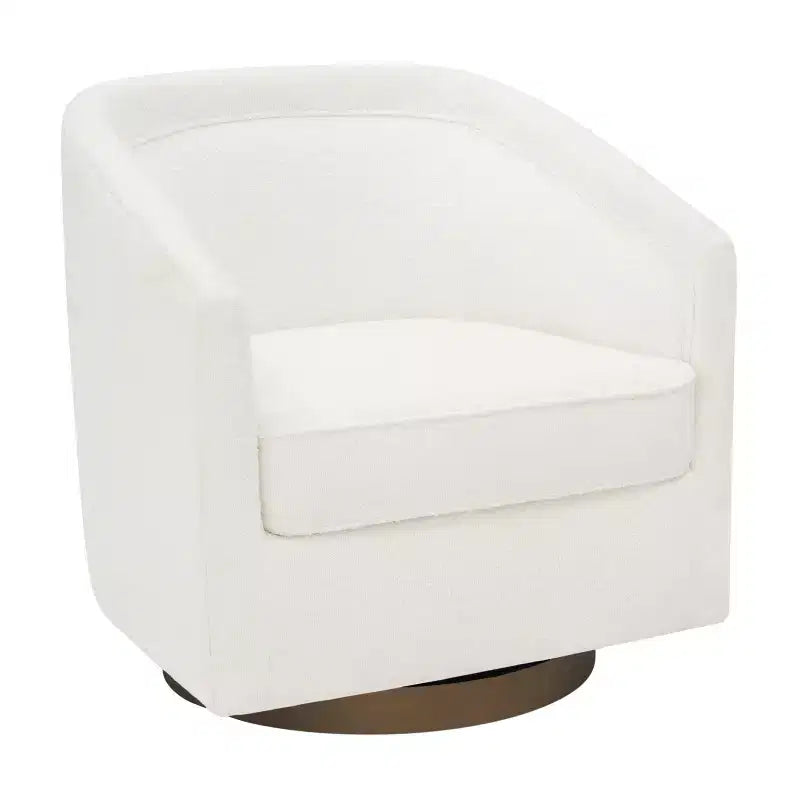 Emma and Oliver Club Style Barrel Accent Chair with 360 Degree Swivel Base and Sloped Armrests