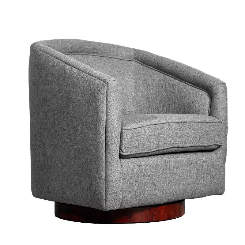 Emma and Oliver Club Style Barrel Accent Chair with 360 Degree Swivel Base and Sloped Armrests