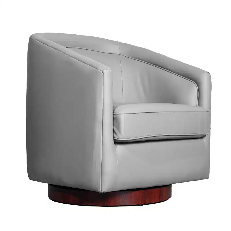 Emma and Oliver Club Style Barrel Accent Chair with 360 Degree Swivel Base and Sloped Armrests