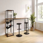 Flash Furniture Jura Metal Bar and Wine Table with 2 Slanted Shelves for Bottle Storage and Hanging Glass Storage