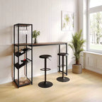 Flash Furniture Jura Metal Bar and Wine Table with 2 Slanted Shelves for Bottle Storage and Hanging Glass Storage