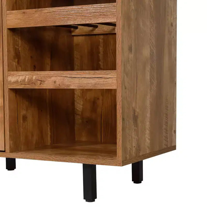 Merrick Lane Bar and Sideboard with Storage Cabinet, Hanging Stemware Holders and Bottle Storage